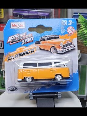 Kids Toys Classic Orange & White VW Bus Die-Cast Toy